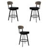 Home Square 30" Modern Faux Leather Barstool in Black & Gray Walnut - Set of 3 view 1