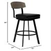 Home Square 30" Modern Faux Leather Barstool in Black & Gray Walnut - Set of 3 view 2