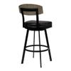 Home Square 30" Modern Faux Leather Barstool in Black & Gray Walnut - Set of 3 view 4