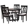 Baxton Studio Aggie Grey Fabric and Dark Brown Finished Wood 5-Piece Dining Set view 1