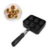 Takoyaki Grill Pan, Double Sided Takoyaki Maker Takoyaki Baking 6 Holes Nonstick Takoyaki Pan Kitchen Cooking Baking Cake Tool Black view 1