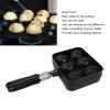 Takoyaki Grill Pan, Double Sided Takoyaki Maker Takoyaki Baking 6 Holes Nonstick Takoyaki Pan Kitchen Cooking Baking Cake Tool Black view 2