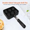 Takoyaki Grill Pan, Double Sided Takoyaki Maker Takoyaki Baking 6 Holes Nonstick Takoyaki Pan Kitchen Cooking Baking Cake Tool Black view 3