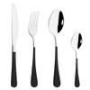 WHIERGGIN Silverware Set, 4/16/24/32/40/48 Pieces Stainless Steel Tableware Four-piece Steak Knife, Fork And Spoon Set Hotel Restaurant Home Dessert Tableware Set (Color : Black Silver, Size : 1Set- view 1