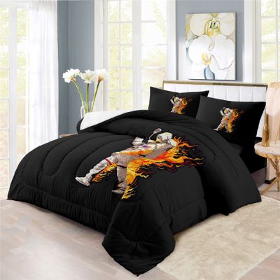 Astronaut Design Comforter Set | Space Explorer Outer Space Cosmic Adventure Prints Bedding Set | with Soft Comforter+2 Pillow Shams(3PCS) or Sheet (4PCS) (C,Queen-4PCS)