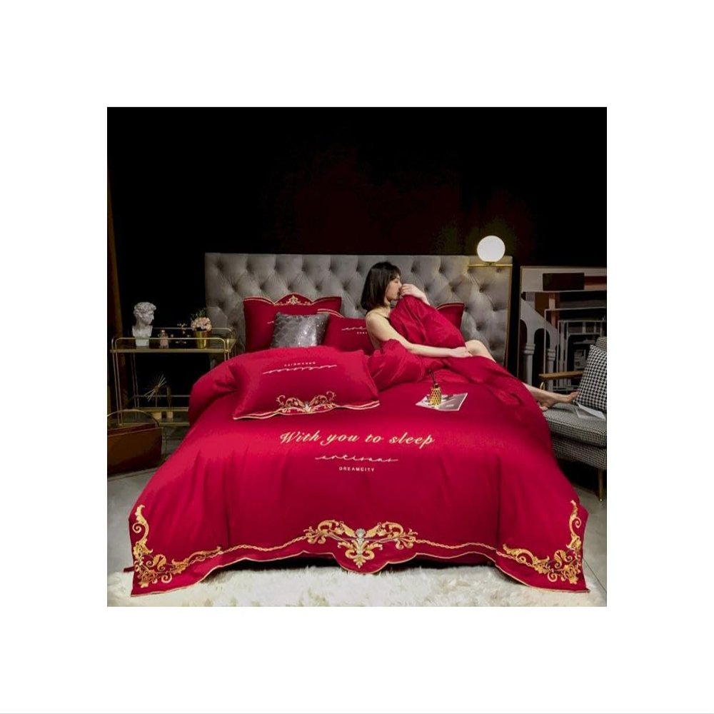 4Pcs Preppy Bedding Sheets & Pillowcases Sets, Cotton Bed Sheets and Pillow Covers and Duvet Cover, Soft Bed Set, Bedding Sets & Collections, Bedsheets for Women, Men, Teen Girl Boys CD3-2728-3