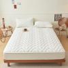 FCLDESHOP Lightweight & Breathable Sheet,Pure Cotton Quilted Non-Slip Bedding Sheets,Solid Color Skin-Friendly Mattress Protector Available in All Seasons,White,200 * 220cm (1pcs) view 1