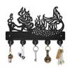 BEUNITONE Mermaid Wooden Key Hook Ocean Theme Key Hanger 11.8x7.6 Decorative Key Holder Rack Wall Mounted Wood Key Display Holder with 5 Hooks and Screws for Entryway Kitchen Hallway Office view 1