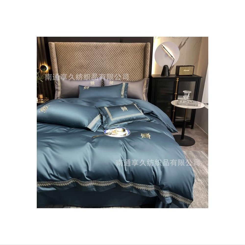 4Pcs Preppy Bedding Sheets & Pillowcases Sets, Cotton Bed Sheets and Pillow Covers and Duvet Cover, Soft Bed Set, Bedding Sets & Collections, Bedsheets for Women, Men, Teen Girl Boys CD3-910-3