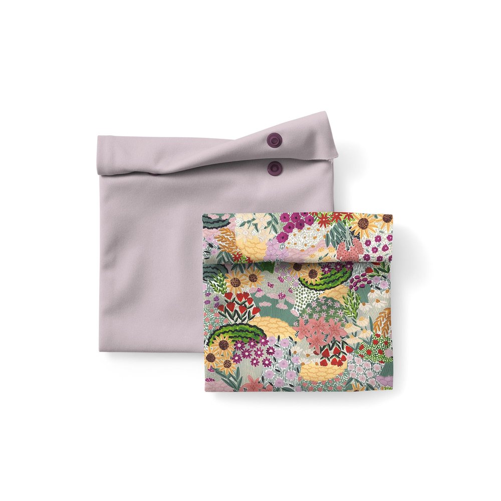 Esembly Snack + Sammy Pouches - Reusable Snack & Sandwich Bags| Storage Bag for Food - Set of 2 - Botanic Gardens Amethyst