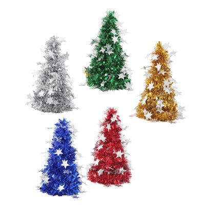 Ciieeo 5 Pcs Mini Christmas Tree Ornaments Metalic Tree Model for Desktop Decoration Party Decorations