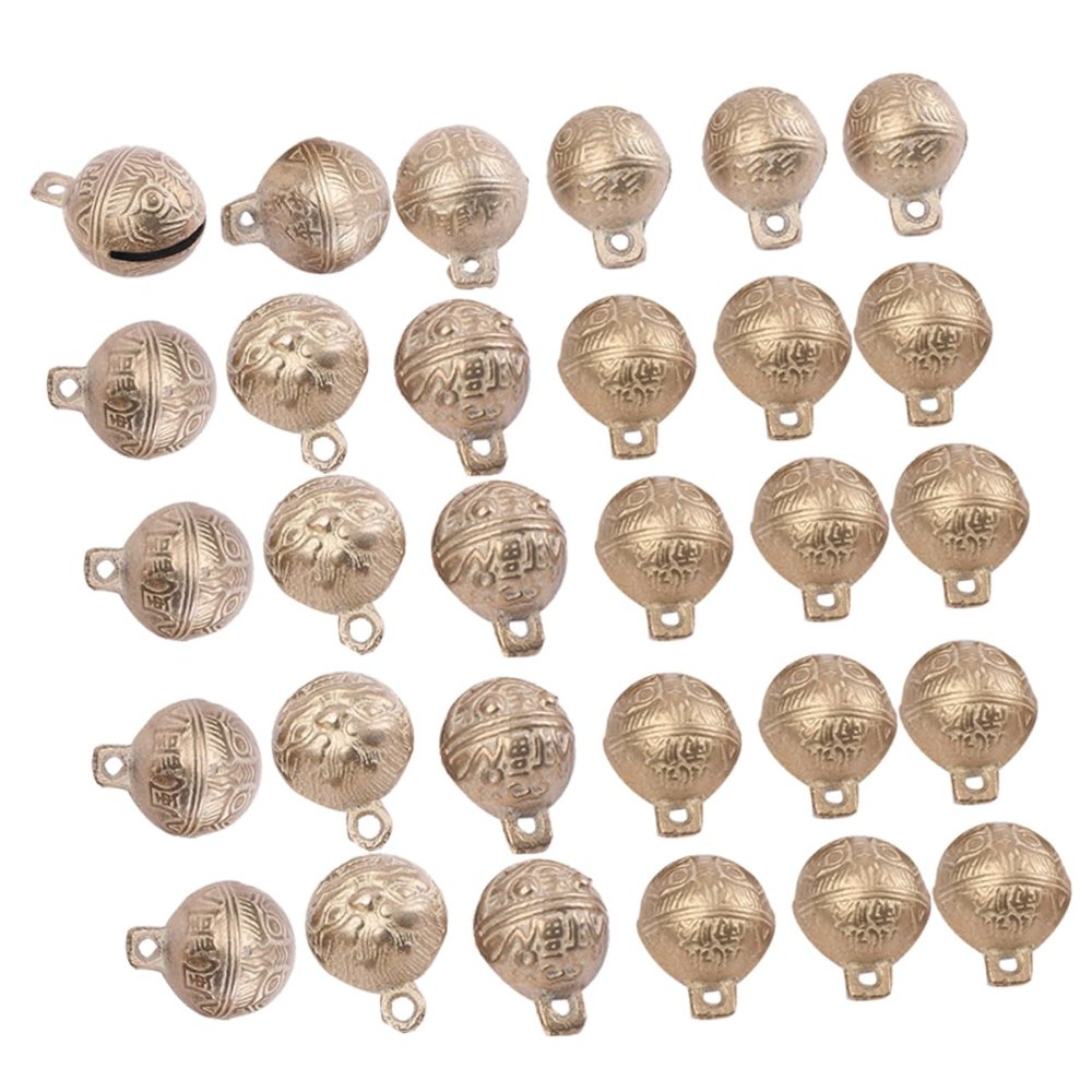 30pcs 27mm Copper DIY Small Bells Tiger Head Pattern