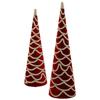 Regency International 18-24"" Velvet with Jewel Cone Tree, Set of 2, Dark Red, MTX72826-DKRD view 1