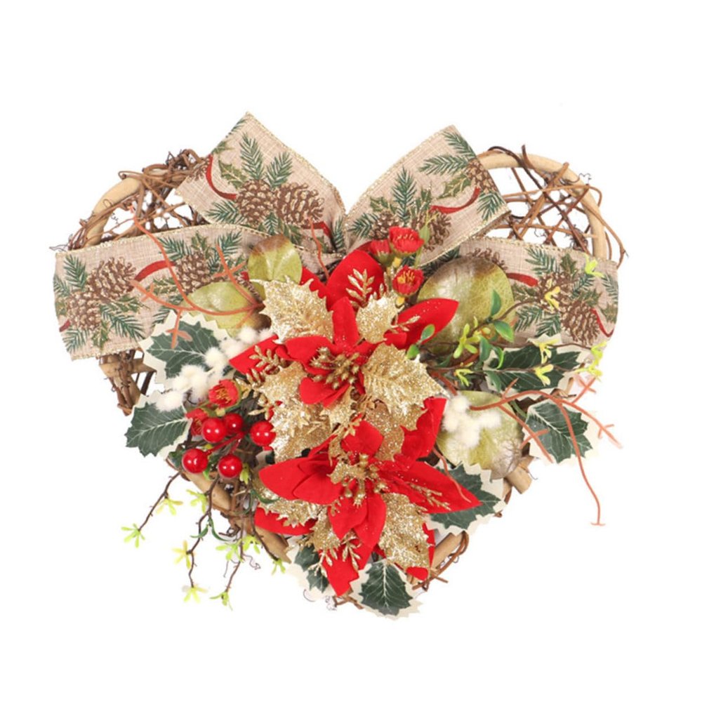 Ciieeo 1pc Heart-Shaped Garland Bows for Christmas Decor Adorable Led Hanging Wreath for Holiday Parties Wall and Door Decoration Creates Warm Atmosphere