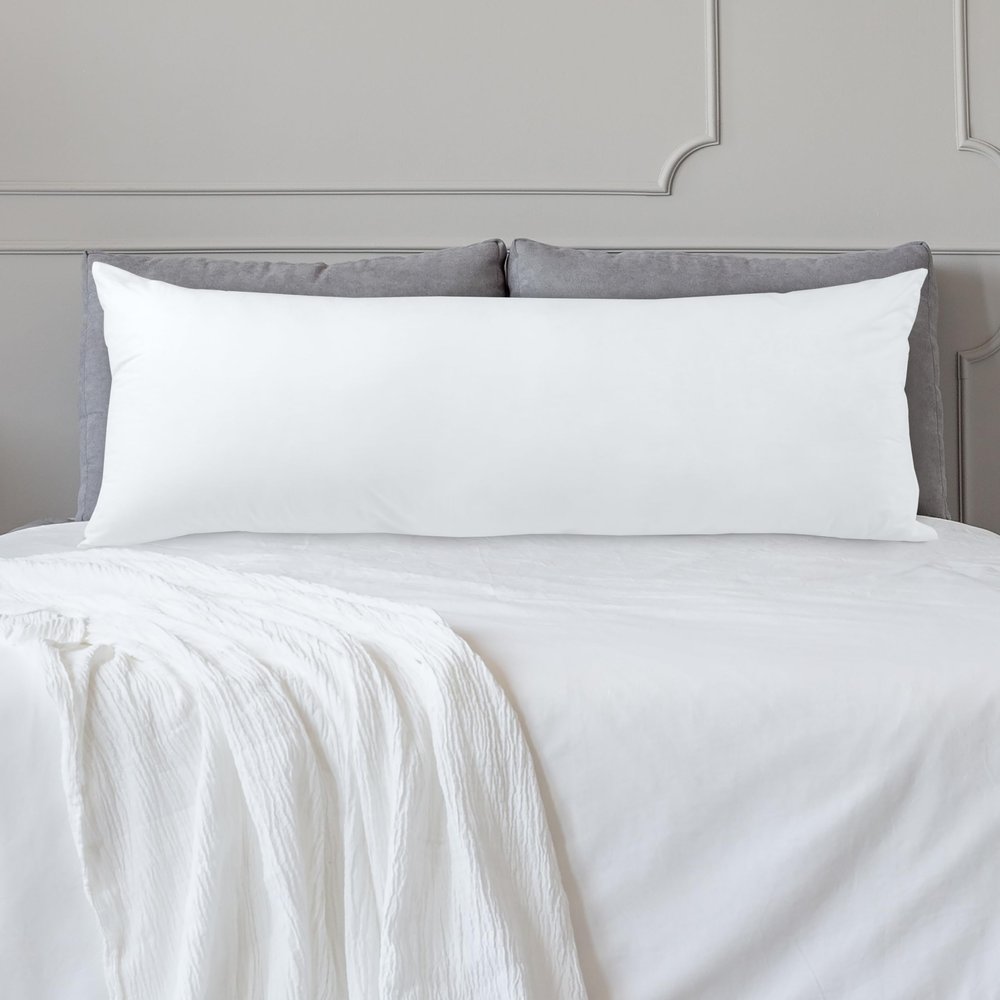 Elegant Comfort Long Full Body Pillow Insert Poly-Cotton Shell Siliconized Fiber Filling, Fluffy Soft Pregancy Bed Pillow for Adults Side Sleepers, 20 x 54