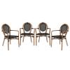 Flash Furniture Marseille Indoor/Outdoor Commercial Bistro Stack Chair - Curved Arms - Black Textilene Back and Seat - NAT Bamboo Print Metal Frame - Set of 4 view 1