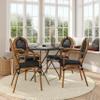 Flash Furniture Marseille Indoor/Outdoor Commercial Bistro Stack Chair - Curved Arms - Black Textilene Back and Seat - NAT Bamboo Print Metal Frame - Set of 4 view 2