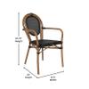 Flash Furniture Marseille Indoor/Outdoor Commercial Bistro Stack Chair - Curved Arms - Black Textilene Back and Seat - NAT Bamboo Print Metal Frame - Set of 4 view 3