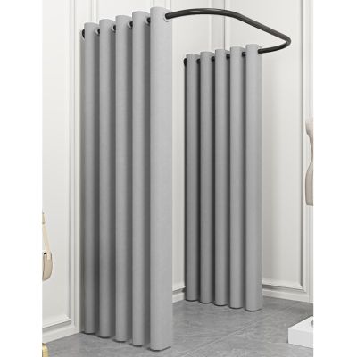 ZJKXJH Fitting Room for Boutique, U-Shaped Stainless Steel Rod Changing Room Room Divider with 87in High Curtain, Wall Mount Retail Dressing Room (Color : Gray2, Size : 100cm/39.4in)