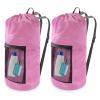 Laundry Bag Backpack,Olosar 2PCS Extra Large Travel Laundry Bag with Mesh Pocket & Adjustable Shoulder Straps,Dirty Clothes Travel Bag for College Students Dorm,Apartment(Pink) view 1