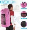 Laundry Bag Backpack,Olosar 2PCS Extra Large Travel Laundry Bag with Mesh Pocket & Adjustable Shoulder Straps,Dirty Clothes Travel Bag for College Students Dorm,Apartment(Pink) view 2