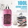 Laundry Bag Backpack,Olosar 2PCS Extra Large Travel Laundry Bag with Mesh Pocket & Adjustable Shoulder Straps,Dirty Clothes Travel Bag for College Students Dorm,Apartment(Pink) view 4