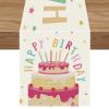 Happy Birthday Cake Table Runner, 14 x 72 Inch Dining Table Runner for Celebrate Birthday Party Table Decorations, Outdoor Indoor Party Supplies view 1