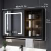 Led mirror medicine cabinet real-time display,Solid wood multi-layer board,bathroom medicine cabinet with Intelligent defogging mirror,bathroom vanity mirror with Towel rack,Three-tone lighting, ( Col view 2