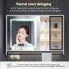 Led mirror medicine cabinet real-time display,Solid wood multi-layer board,bathroom medicine cabinet with Intelligent defogging mirror,bathroom vanity mirror with Towel rack,Three-tone lighting, ( Col view 4