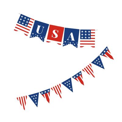 Alipis 2pcs Fourth of July American Banner Bunting Decoration Patriotic Party Hanging Banner for Independence Day Celebrations Lightweight Photo Background Selfie Props