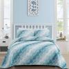 Dinjoy Summer Coastal Quilt Set Queen Size, Blue Green Ocean Beach Themed Bedding Set Seawave Seashell Conch Starfish Microfiber Lightweight Bedspread Coverlet Bed Set All Season (96x90 Inch) view 1
