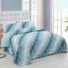 Dinjoy Summer Coastal Quilt Set Queen Size, Blue Green Ocean Beach Themed Bedding Set Seawave Seashell Conch Starfish Microfiber Lightweight Bedspread Coverlet Bed Set All Season (96x90 Inch) view 2