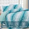 Dinjoy Summer Coastal Quilt Set Queen Size, Blue Green Ocean Beach Themed Bedding Set Seawave Seashell Conch Starfish Microfiber Lightweight Bedspread Coverlet Bed Set All Season (96x90 Inch) view 4
