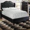 Queen Bed Frame Platform | Queen Size Bed 1Pc Bed Set Black Faux Leather Upholstered Wingback Design Bed Frame Headboard Bedroom Furniture Tufted Upholstered view 1