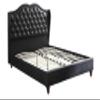 Queen Bed Frame Platform | Queen Size Bed 1Pc Bed Set Black Faux Leather Upholstered Wingback Design Bed Frame Headboard Bedroom Furniture Tufted Upholstered view 3