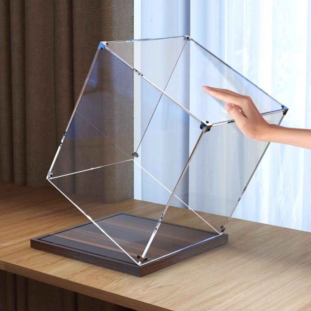Acrylic Box with 20mm Base for Collectibles & Home Storage, Large Customizable Model Doll Dustproof Cube Acrylic Case Shelf, Building Blocks Protection Organizer ( Size : 15x15x65cm/5.9x5.9x25.6in )