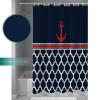 ZOE STORE Shower Curtains for Bathroom Accessories, Nautical Red Anchor Polyester Fabric Bathtub Curtain with 12 Hooks, Ocean Coastal Blue White Geometric Waterproof Shower Curtains 36 x 78 Inches view 4