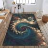 Abstract Blue Feather Area Rug, Modern Peacock Feather Swirl Indoor Non Slip Large Area Rugs, Machine Washable Breathable Durable Carpet for Room Sofa Living Room Home Decor - 6 ft x 8 ft view 1