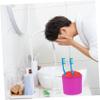 Amosfun Toothbrush Holder with Divided Compartments Large Organizer Stand for Bathroom Vanity Easy Access for Toothbrush and Toothpaste Storage Purple Base view 2