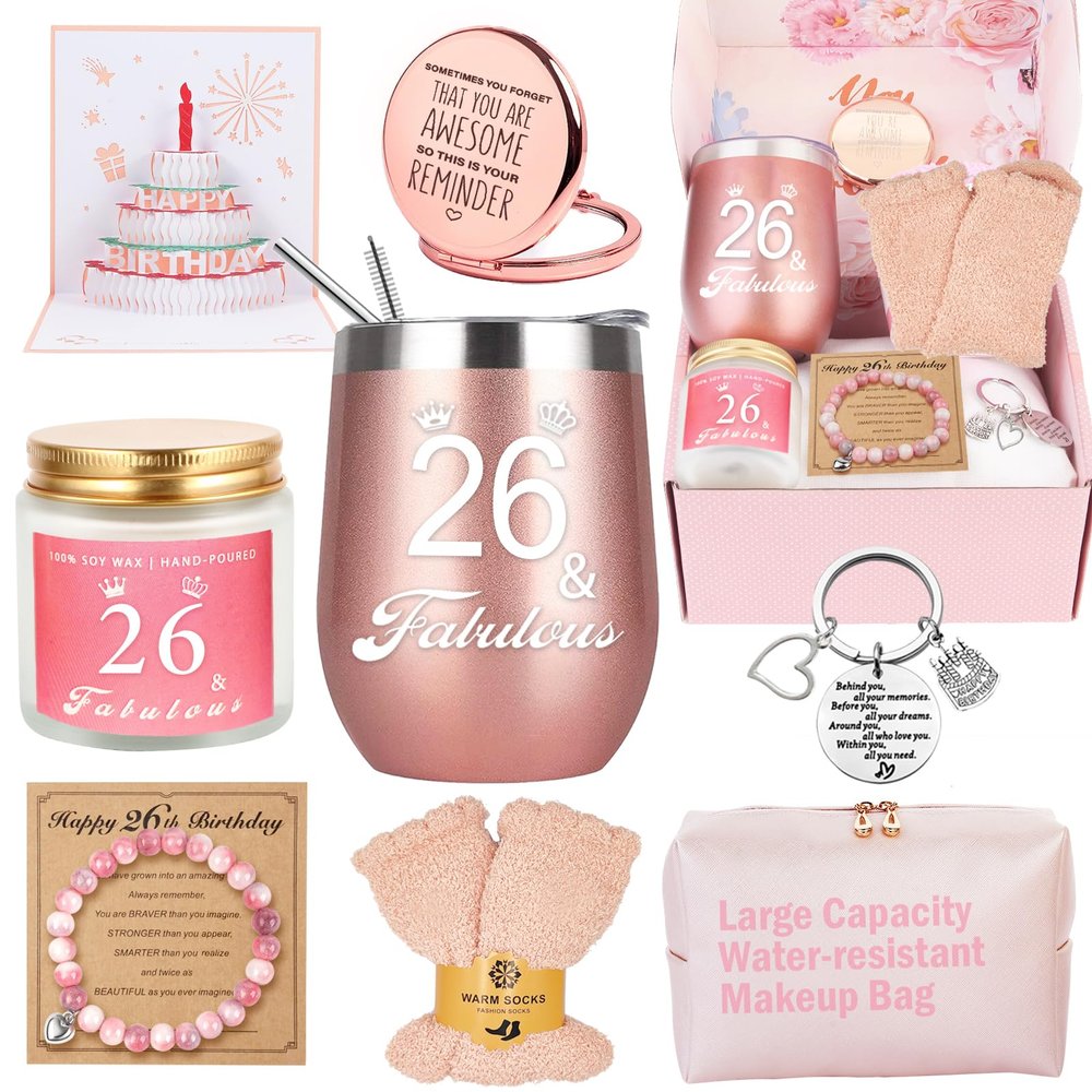 26th Birthday Gifts for Women Her, Happy 26th 26 Year Old Birthday Basket Gifts Box for Women Best Friends Female Daughter Sister Her Girlfriend Coworker Bestie Birthday Unique