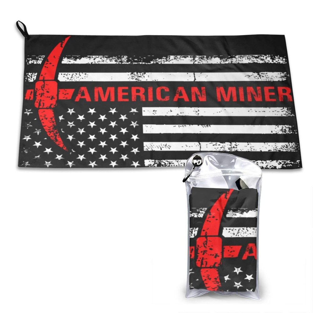 SIYTUAU American Miner Patriot Day Flag Towels for Bathroom 16x31.5 in Ultra Soft Quick Drying Bath Towels Hand Towels Camping Fitness Beach Towel