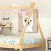 Wood Montessori Bed for Kids, Twin Size Floor Bed Frame with Trundle Bed, Modern Twin Daybed Pull Out Bed, Twin Size Teepee Bed Frame for Toddlers, No Box Spring Needed (Nature) view 4