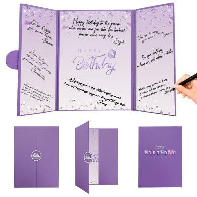 Crenics Purple Birthday Guest Sign in Book Alternative 12" x 18"