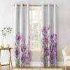 Flower Purple Blackout Curtains 54 Inches Long for Bedroom,Thermal Insulated Room Darkening Black Out Window Curtain Panels Grommet Drapes for Living Room,Elegant Spring Botanical Summer White 104x54 view 2