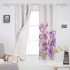 Flower Purple Blackout Curtains 54 Inches Long for Bedroom,Thermal Insulated Room Darkening Black Out Window Curtain Panels Grommet Drapes for Living Room,Elegant Spring Botanical Summer White 104x54 view 3