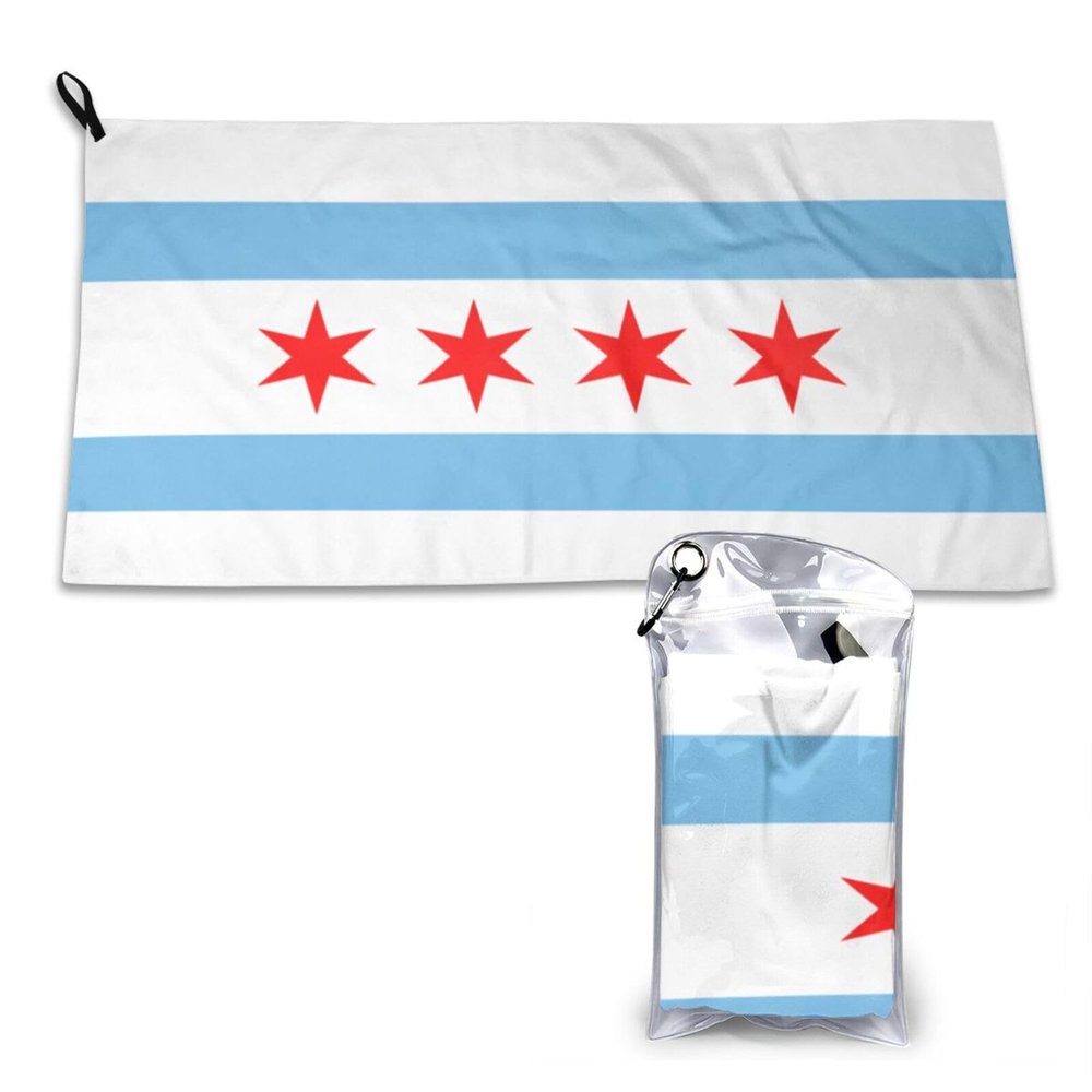 SIYTUAU Flag of Chicago Illinois Towels for Bathroom 16x31.5 in Ultra Soft Quick Drying Bath Towels Hand Towels Camping Fitness Beach Towel