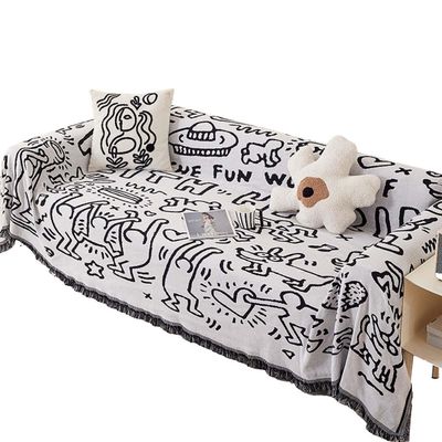 AABTOY Sofa Cover Vintage for 3/5/4/2 Couch Cover for Dogs Blanket Couch Cushion Covers with Tassel Sofa Slipcovers Towel Cushion Couch Soft Loveseat Sofa Covers (Color : F, Size : 90 * 150cm)