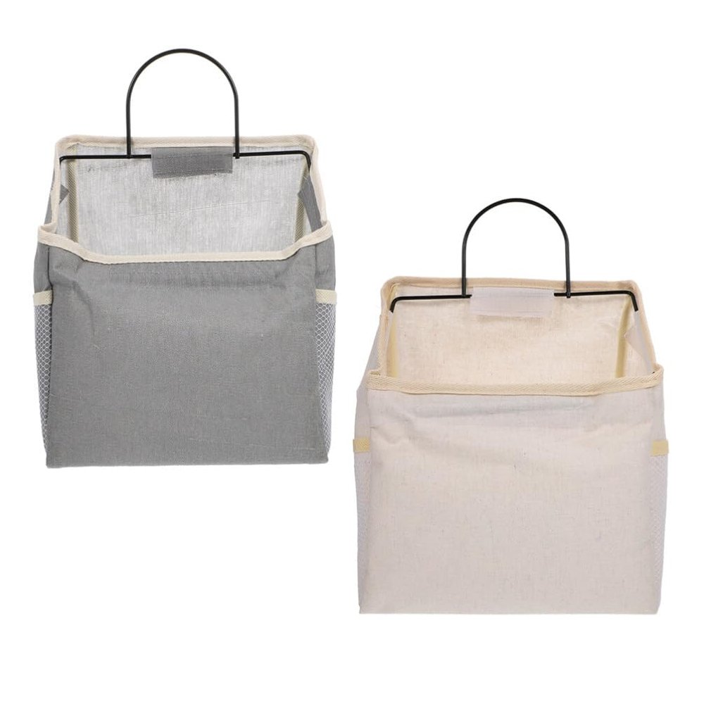Alipis 2pcs Wall-mounted Storage Bag Multi-functional Dorm Organizer Side Pocket Hanging Pouch for Bedroom Study Office Space-saving Design