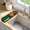 Silicone Dish Drying Mat,Counter Silicone Drainage Tray Food Grade Skid Resistance Frosted Bottom Silicone Dish Drying Mat for Bathroom Kitchen (Black) view 3