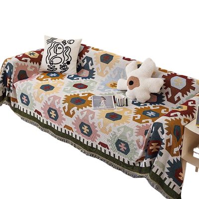 AABTOY Sofa Cover Vintage for 3/5/4/2 Couch Cover for Dogs Blanket Couch Cushion Covers with Tassel Sofa Slipcovers Towel Cushion Couch Soft Loveseat Sofa Covers (Color : A, Size : 90 * 150cm)